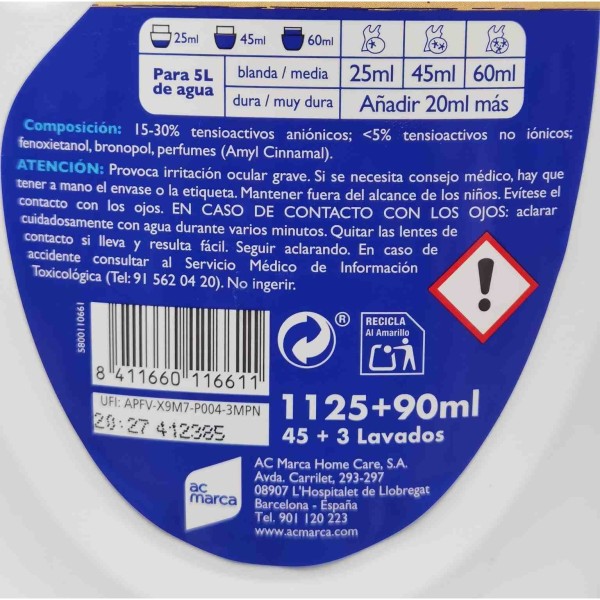 Norit delicado mano Detergente líquido 1125 + 90ml