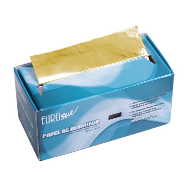 Eurostil profesional papel de aluminio oro rollo 100m 1un
